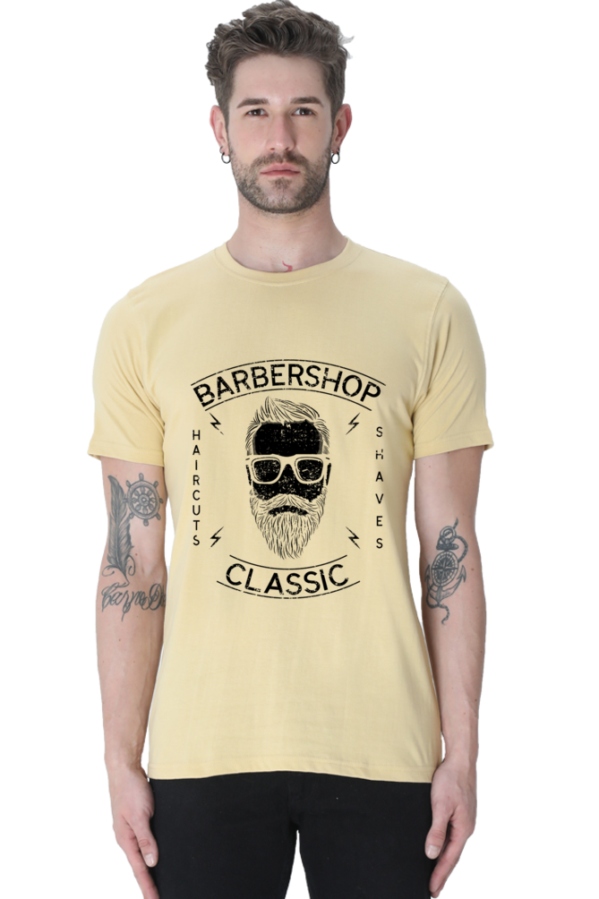 Unisex Round Neck Half Sleeve Retro Barber Shop Classic T Shirt