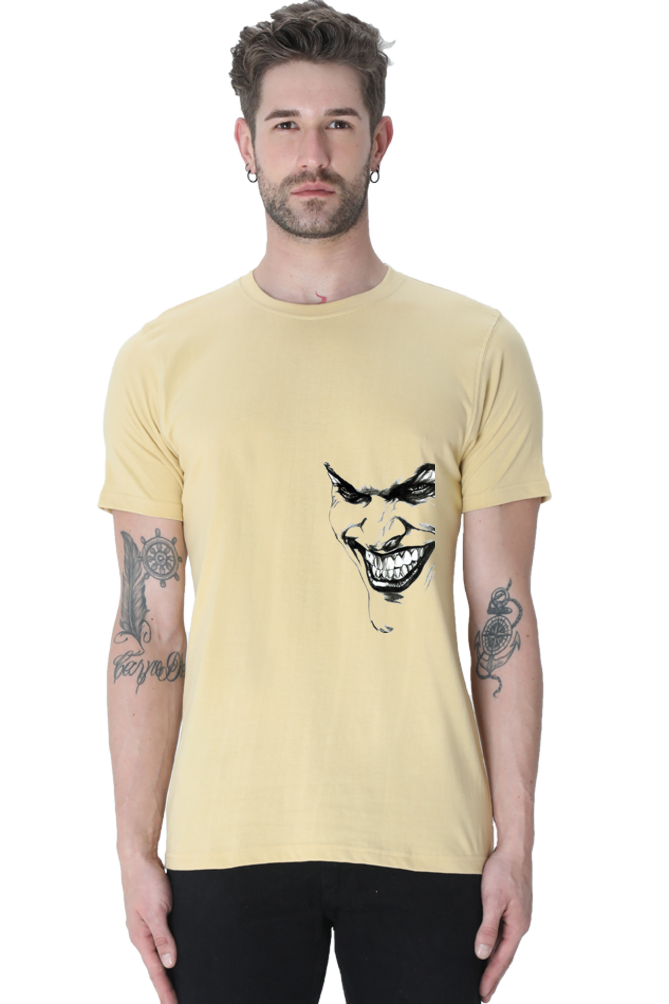 Unisex Round Neck Half Sleeve Superhero Joker Side T Shirt