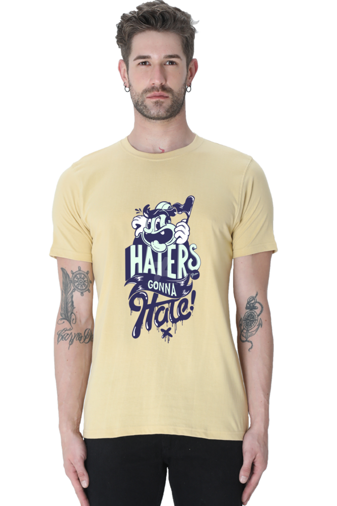 Unisex Round Neck Half Sleeve Quotes Haters Gonna T Shirt