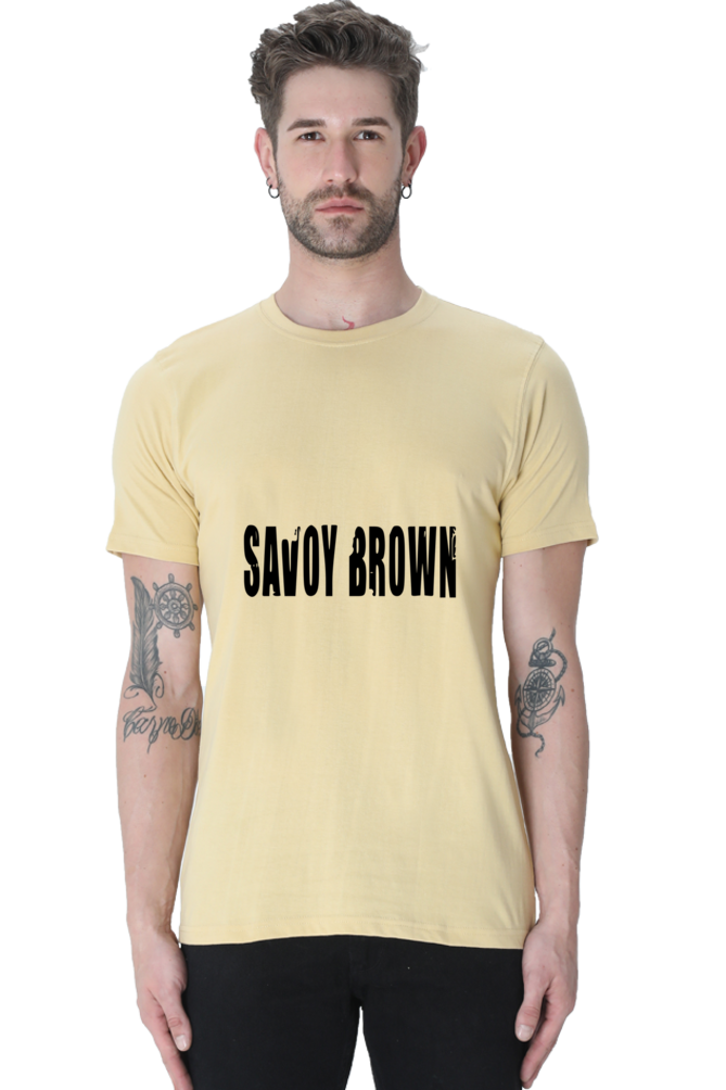 Unisex Round Neck Half Sleeve Rockblues Savoy Brown T Shirt