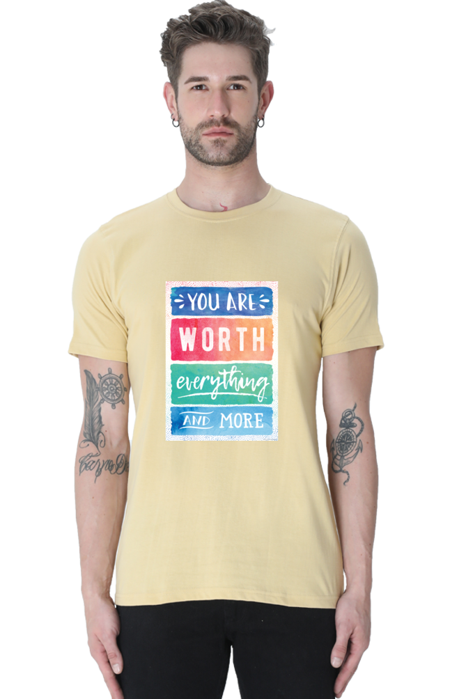 Unisex Round Neck Half Sleeve Quotes You are worth T Shirt