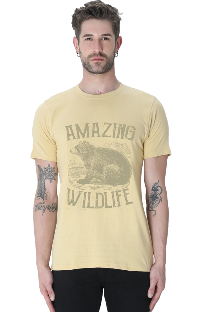 Unisex Round Neck Half Sleeve Retro Amazing Wildlife T Shirt