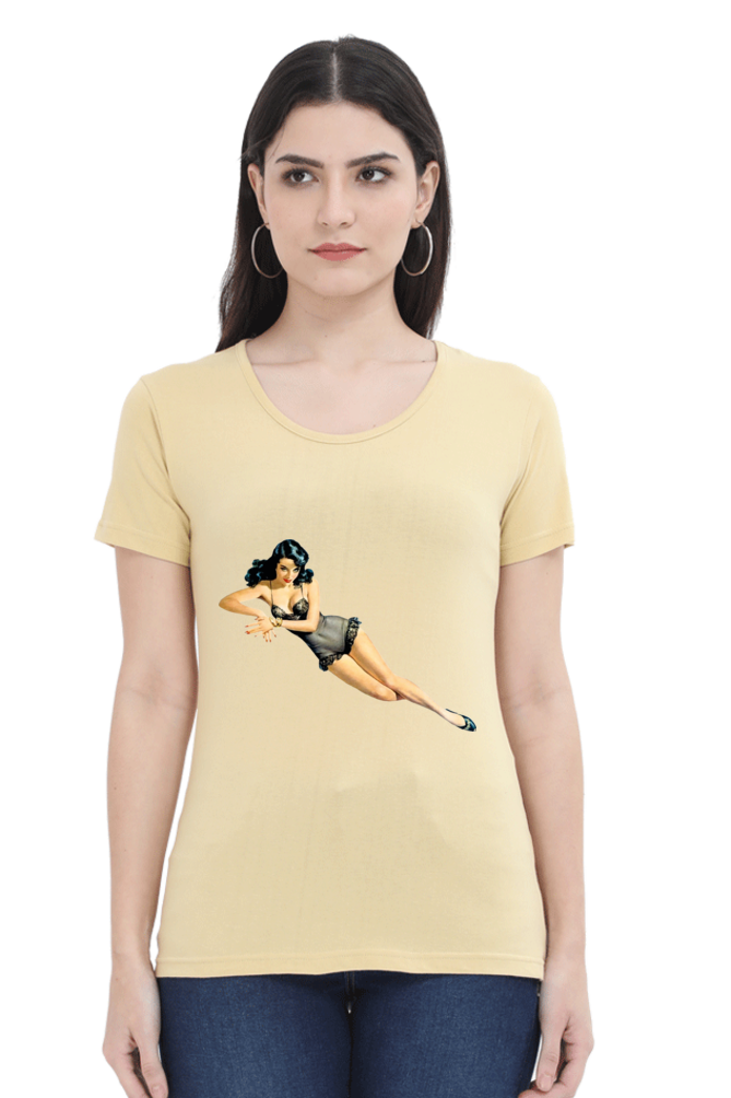 Women's Round Neck Half Sleeve Girly 12 T Shirt