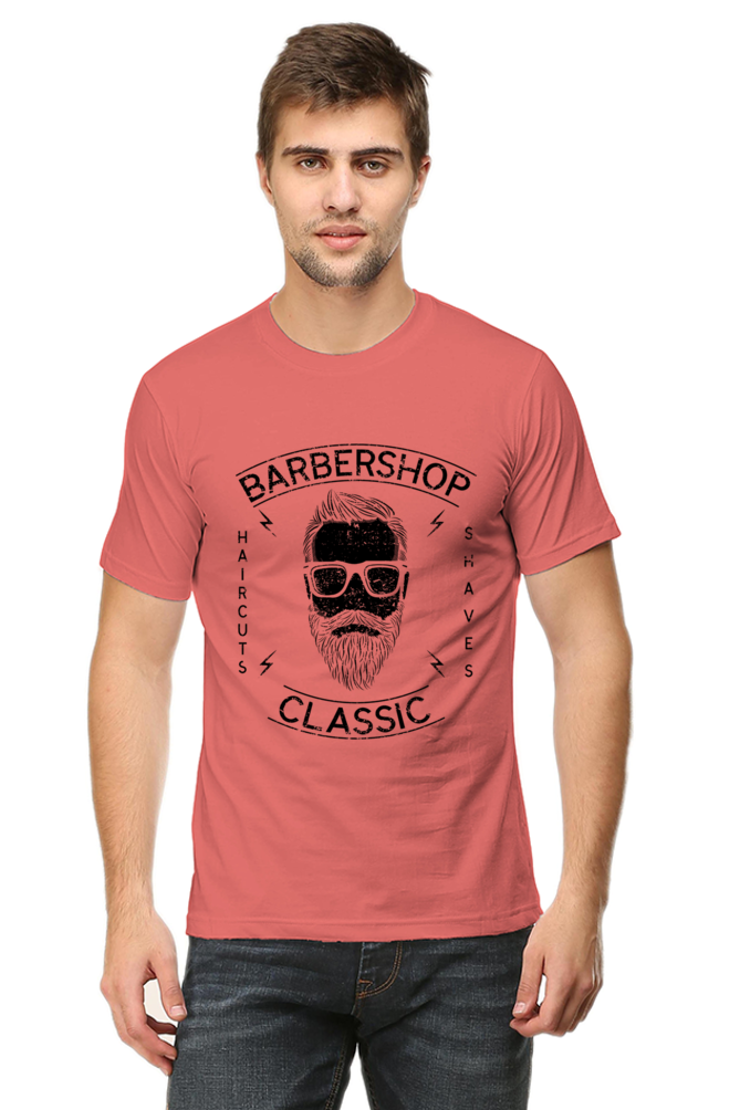 Unisex Round Neck Half Sleeve Retro Barber Shop Classic T Shirt