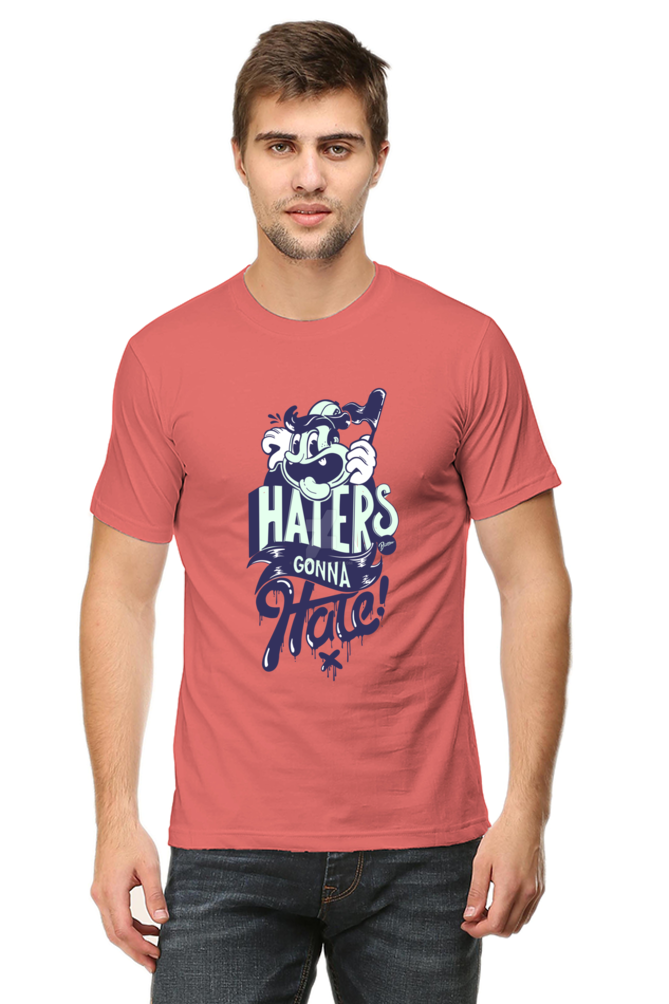 Unisex Round Neck Half Sleeve Quotes Haters Gonna T Shirt