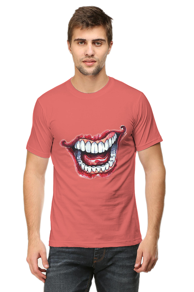 Unisex Round Neck Half Sleeve Superheroes Joker Teeth T Shirt