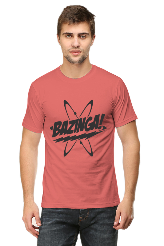 Unisex Round Neck Half Sleeve Quotes Bazinga T Shirt