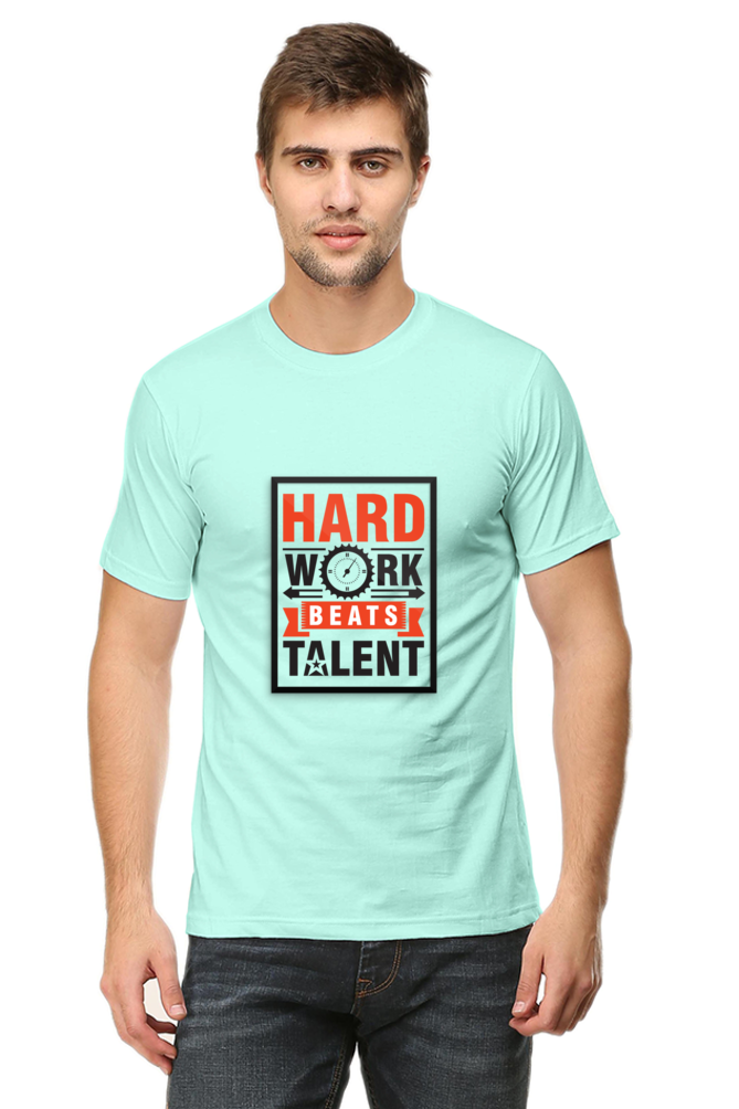 Unisex Round Neck Half Sleeve Quotes Hardwork T Shirt