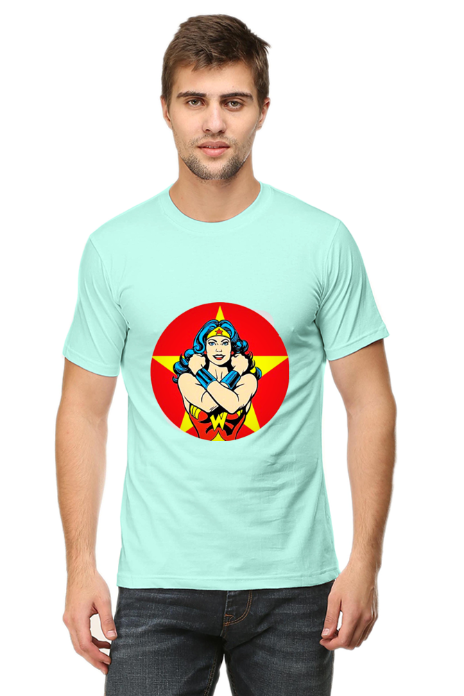 Unisex Round Neck Half Sleeve Superhero Sheman T Shirt