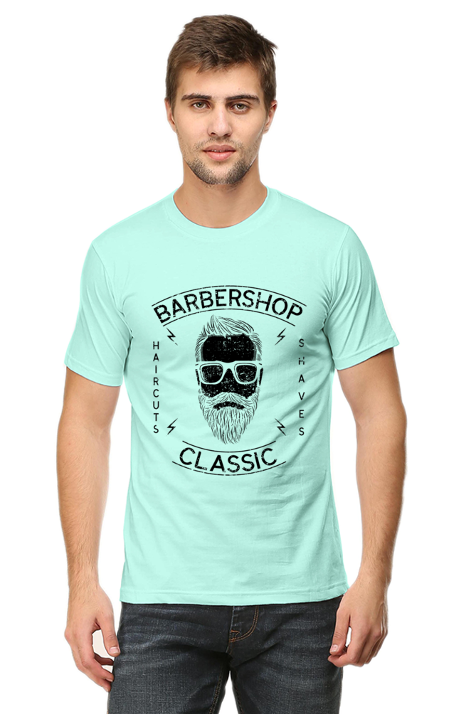 Unisex Round Neck Half Sleeve Retro Barber Shop Classic T Shirt