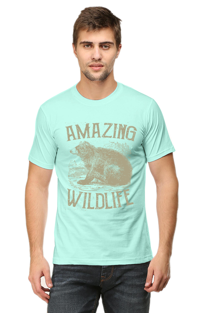 Unisex Round Neck Half Sleeve Retro Amazing Wildlife T Shirt