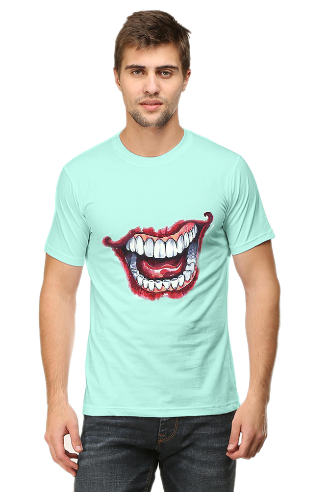 Unisex Round Neck Half Sleeve Superheroes Joker Teeth T Shirt