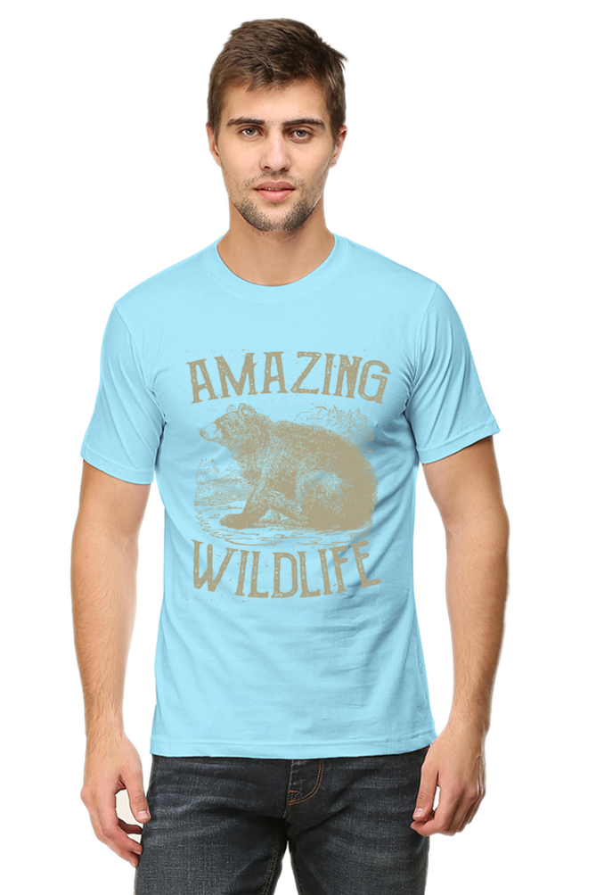 Unisex Round Neck Half Sleeve Retro Amazing Wildlife T Shirt