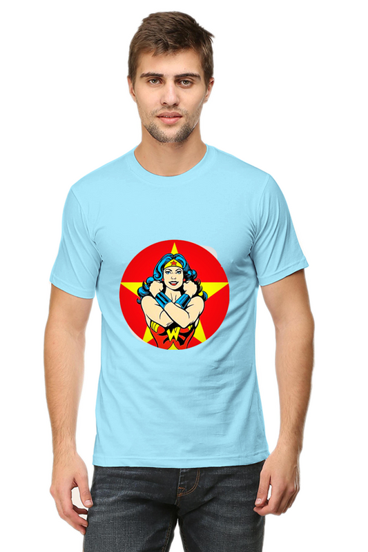 Unisex Round Neck Half Sleeve Superhero Sheman T Shirt