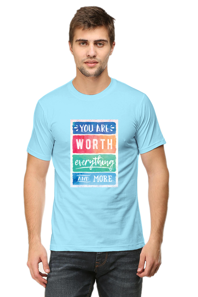 Unisex Round Neck Half Sleeve Quotes You are worth T Shirt