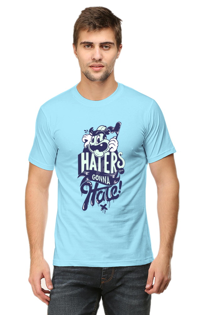 Unisex Round Neck Half Sleeve Quotes Haters Gonna T Shirt