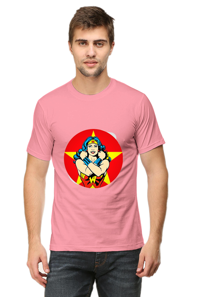 Unisex Round Neck Half Sleeve Superhero Sheman T Shirt