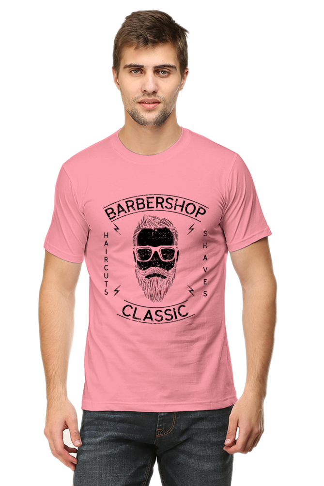 Unisex Round Neck Half Sleeve Retro Barber Shop Classic T Shirt