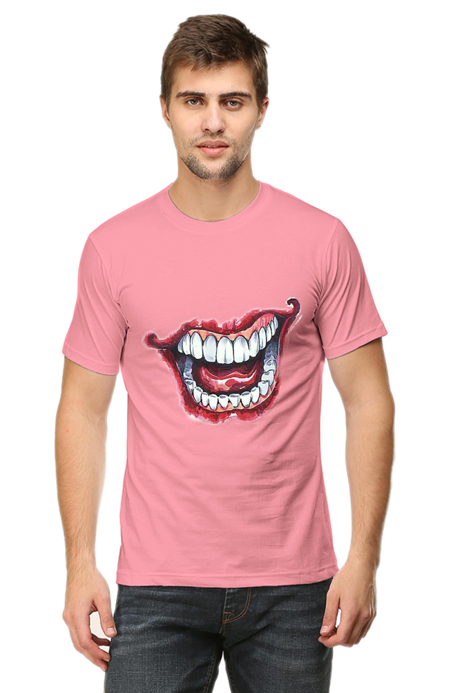 Unisex Round Neck Half Sleeve Superheroes Joker Teeth T Shirt