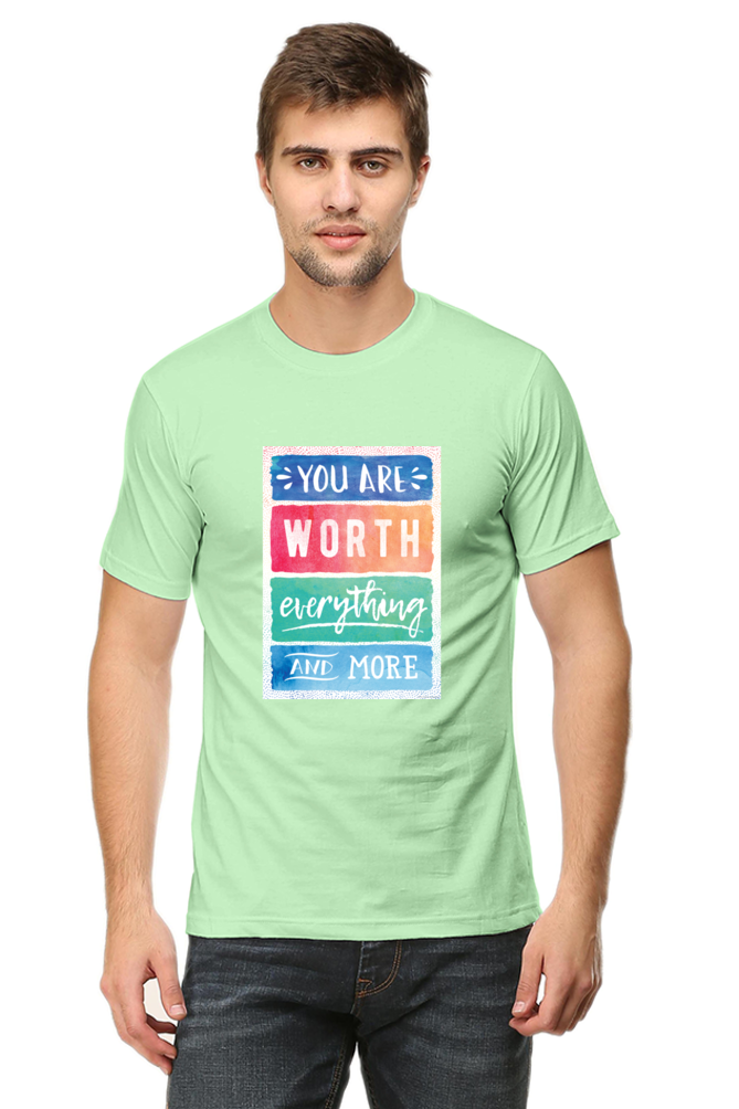 Unisex Round Neck Half Sleeve Quotes You are worth T Shirt