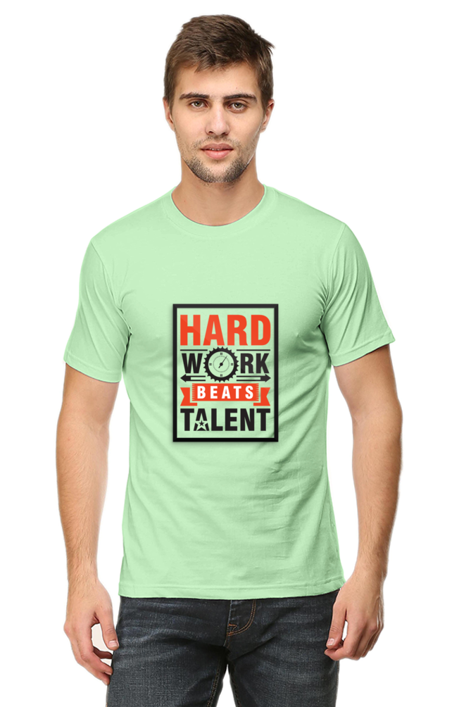 Unisex Round Neck Half Sleeve Quotes Hardwork T Shirt