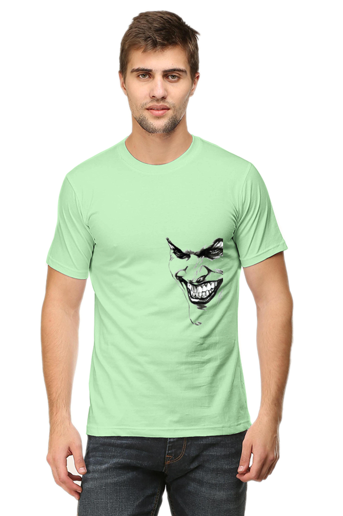 Unisex Round Neck Half Sleeve Superhero Joker Side T Shirt