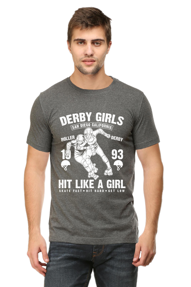 Unisex Round Neck Half Sleeve Retro Derby Girls T Shirt