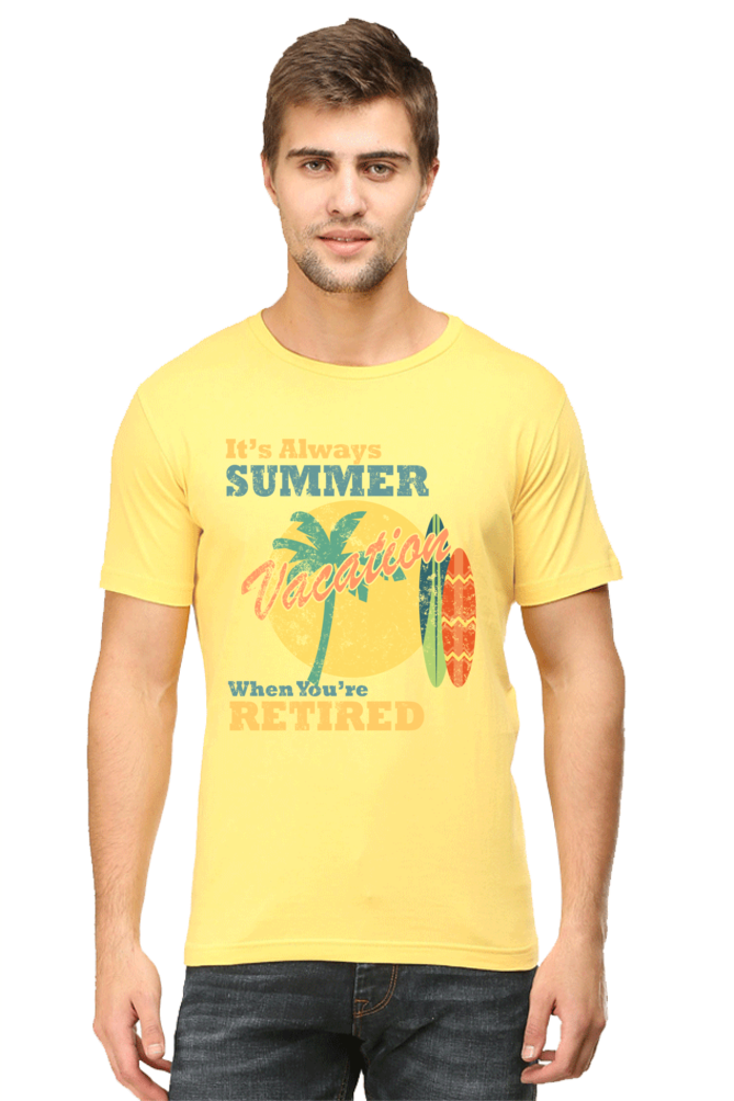 Unisex Round Neck Half Sleeve Retro Always Summer T Shirt