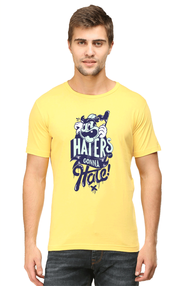 Unisex Round Neck Half Sleeve Quotes Haters Gonna T Shirt