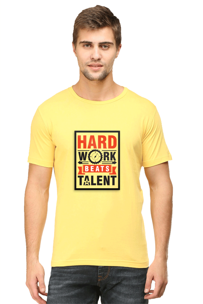 Unisex Round Neck Half Sleeve Quotes Hardwork T Shirt