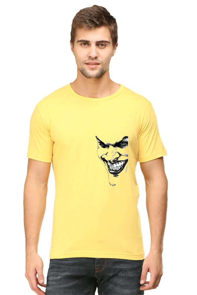 Unisex Round Neck Half Sleeve Superhero Joker Side T Shirt