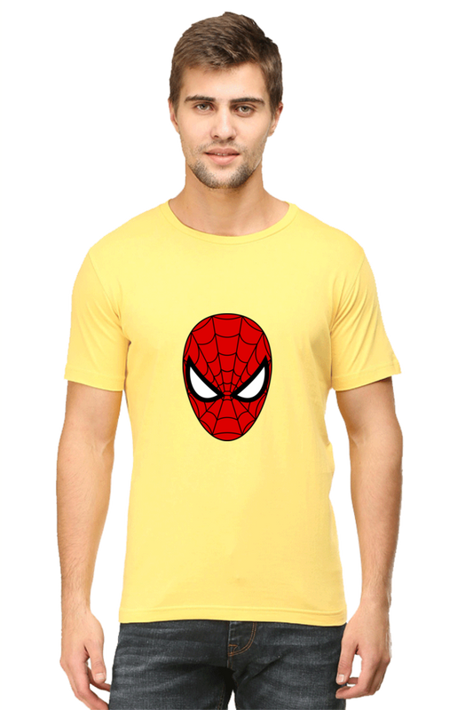 Unisex Round Neck Half Sleeve Superhero Spiderman Face T Shirt