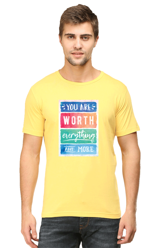 Unisex Round Neck Half Sleeve Quotes You are worth T Shirt