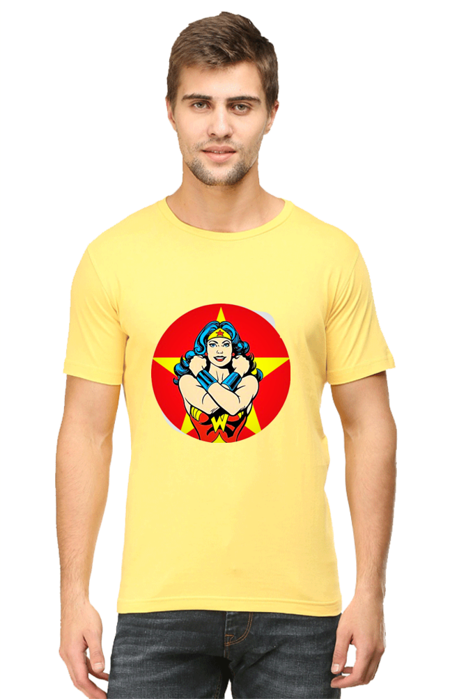 Unisex Round Neck Half Sleeve Superhero Sheman T Shirt