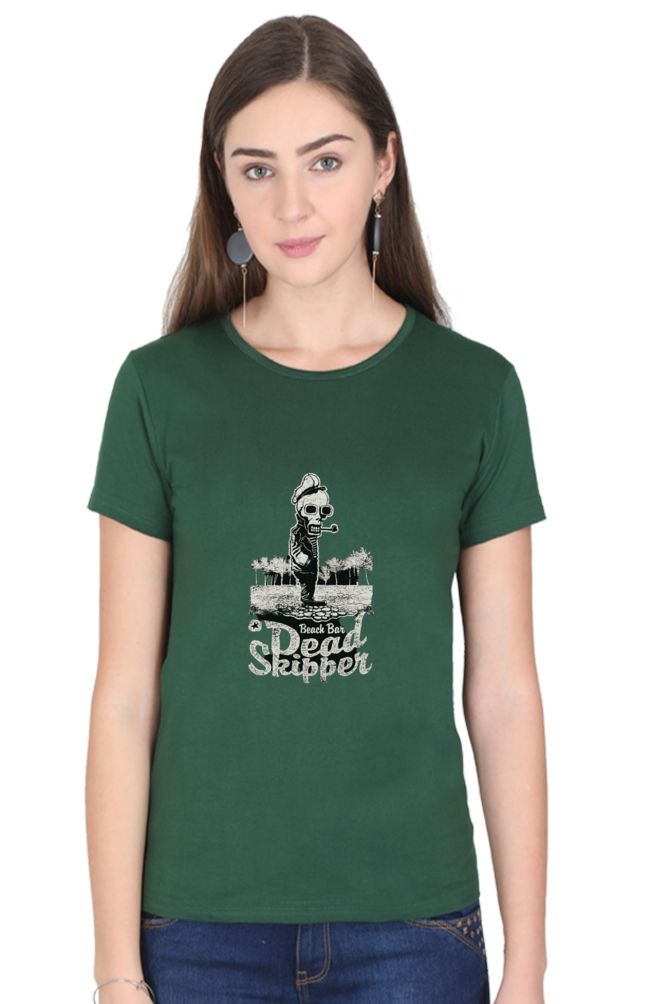 Women's Round Neck Half Sleeve Retro Deadskipper 1 T Shirt