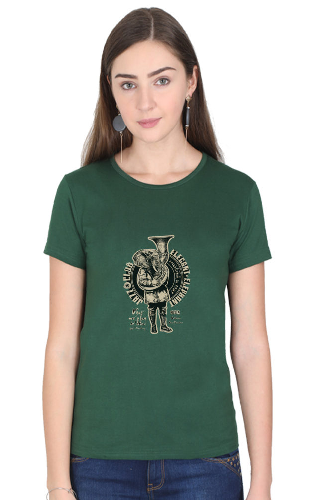 Women's Round Neck Half Sleeve Retro Elegant Elephant T Shirt