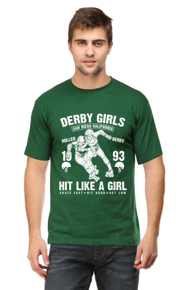 Unisex Round Neck Half Sleeve Retro Derby Girls T Shirt