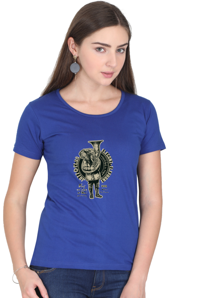 Women's Round Neck Half Sleeve Retro Elegant Elephant T Shirt